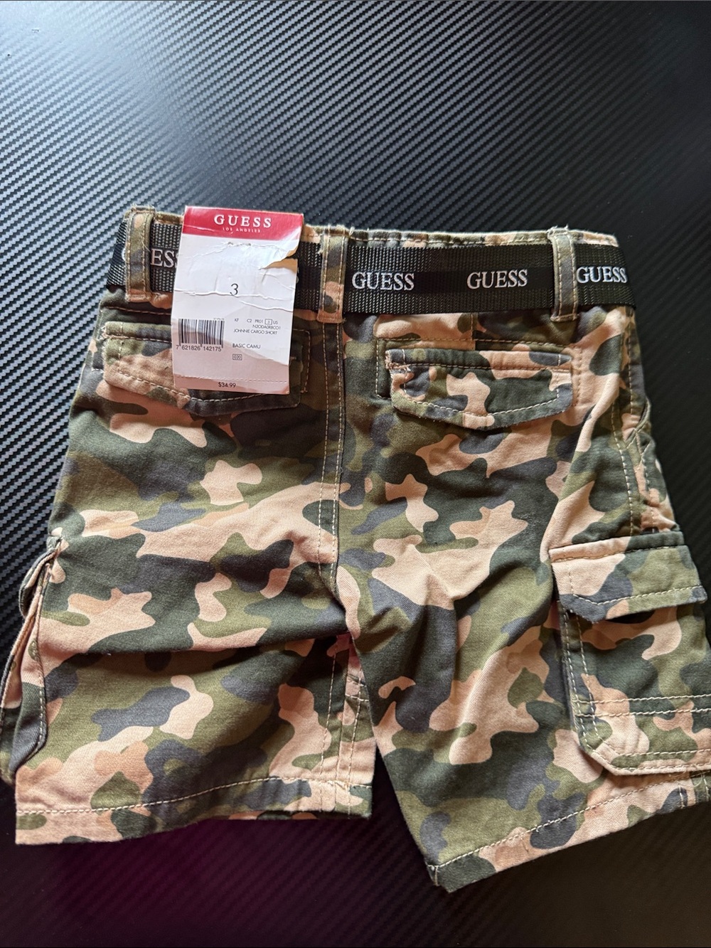 GUESS Camouflage Cargo Shorts - Green, Brown, Black